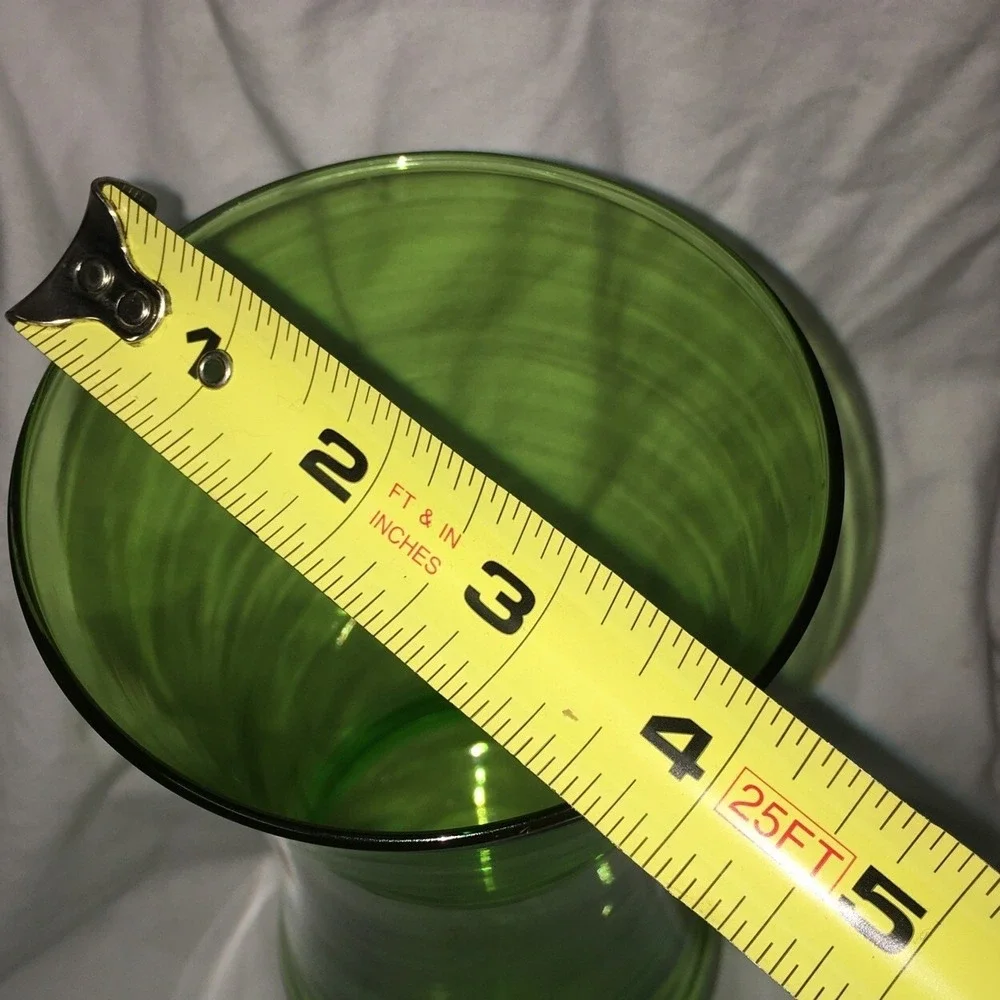 Vintage Green and Clear Glass Pedestal Vase